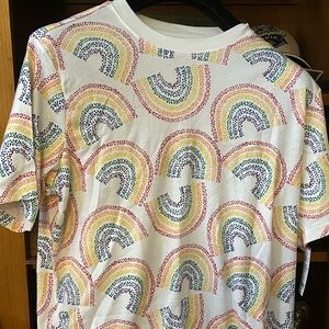 RAINBOW Pride ADULT Sz XXL Lounge/PJs . TOP Only, NWT  Unisex , Comfy Cotton